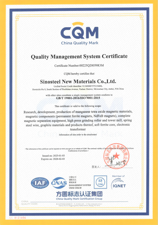 Quality Management System Certificate